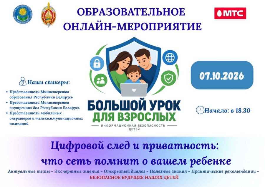 Онлайн-мероприятие по информационной безопасности несовершеннолетних «Большой урок для взрослых»